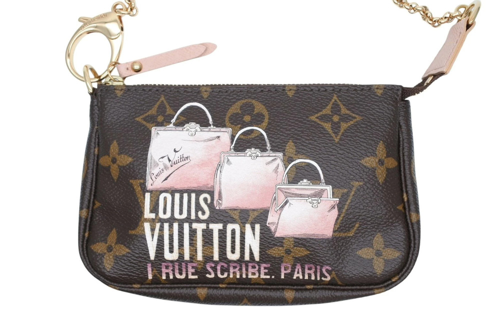 LOUIS VUITTON Pochette Accessoires Pouch Clutch Monogram Canvas Brown Pink